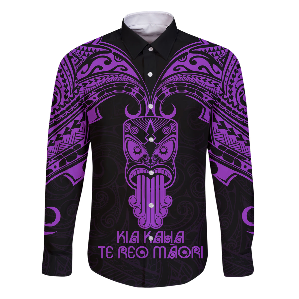 Personalised New Zealand Te Reo Maori Family Matching Puletasi Dress and Hawaiian Shirt Kia Kaha Maori Language Week Purple Style - Wonder Print Shop