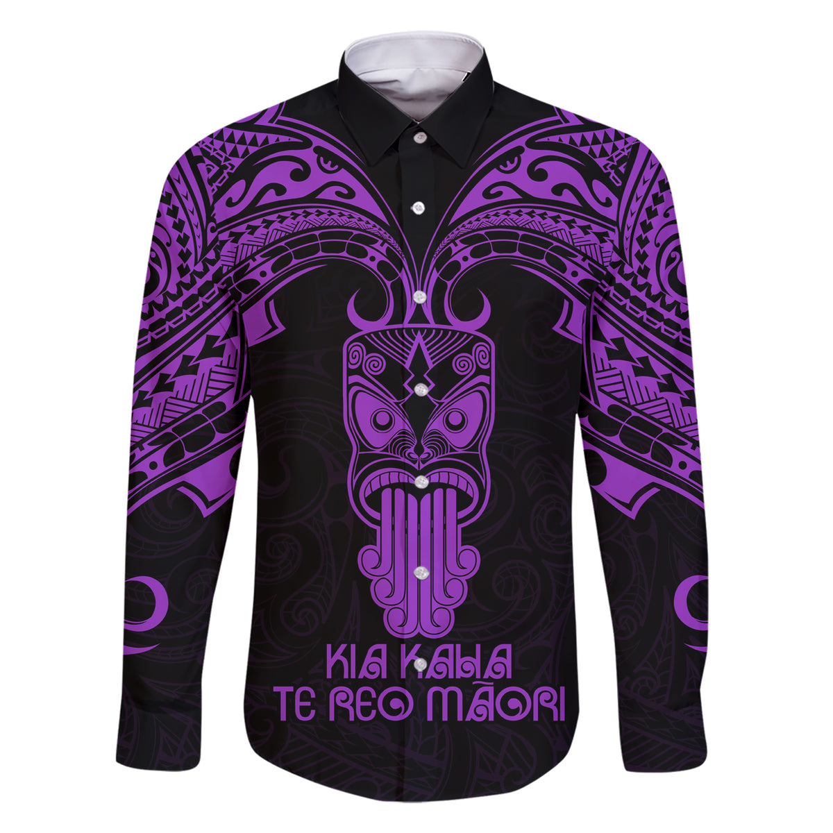 Personalised New Zealand Te Reo Maori Family Matching Short Sleeve Bodycon Dress and Hawaiian Shirt Kia Kaha Maori Language Week Purple Style - Wonder Print Shop