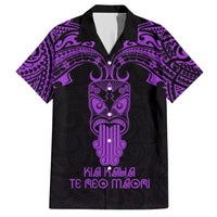 Personalised New Zealand Te Reo Maori Hawaiian Shirt Kia Kaha Maori Language Week Purple Style - Wonder Print Shop