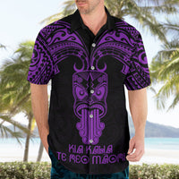 Personalised New Zealand Te Reo Maori Hawaiian Shirt Kia Kaha Maori Language Week Purple Style - Wonder Print Shop