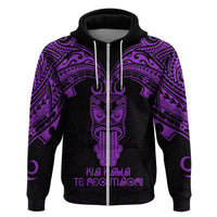 Personalised New Zealand Te Reo Maori Hoodie Kia Kaha Maori Language Week Purple Style - Wonder Print Shop
