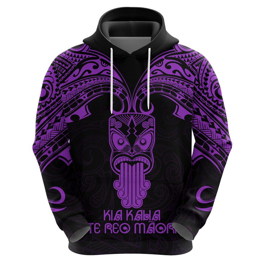 Personalised New Zealand Te Reo Maori Hoodie Kia Kaha Maori Language Week Purple Style - Wonder Print Shop