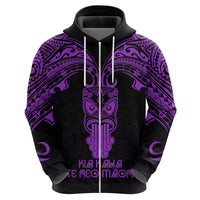 Personalised New Zealand Te Reo Maori Hoodie Kia Kaha Maori Language Week Purple Style - Wonder Print Shop