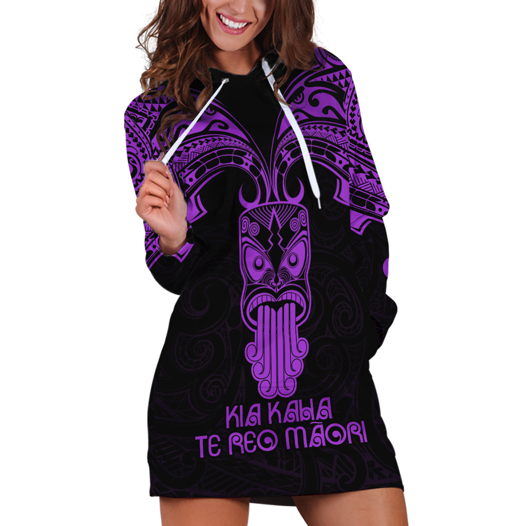 Personalised New Zealand Te Reo Maori Hoodie Dress Kia Kaha Maori Language Week Purple Style - Wonder Print Shop