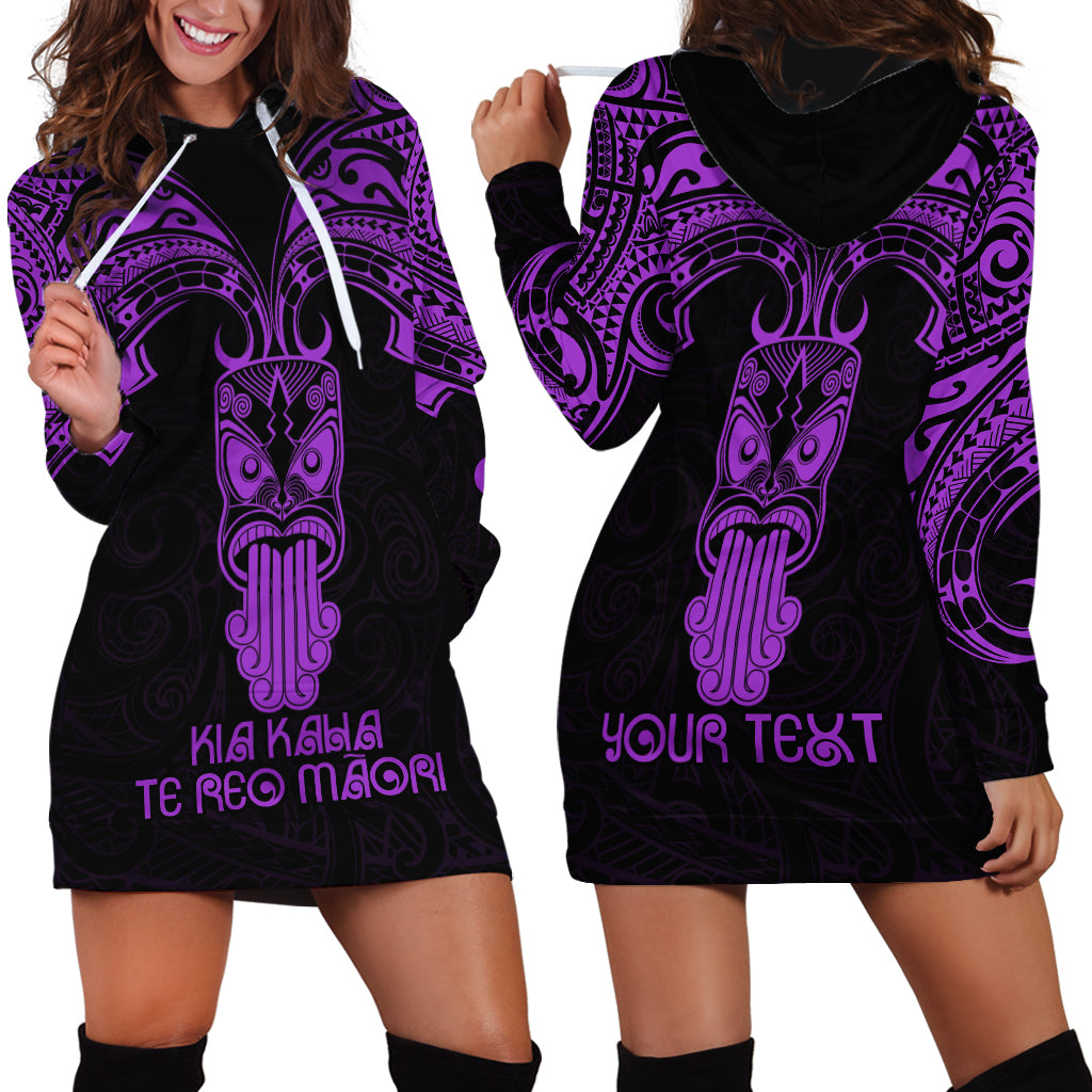 Personalised New Zealand Te Reo Maori Hoodie Dress Kia Kaha Maori Language Week Purple Style - Wonder Print Shop