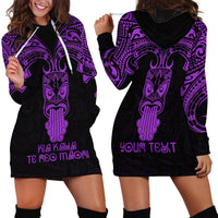 Personalised New Zealand Te Reo Maori Hoodie Dress Kia Kaha Maori Language Week Purple Style - Wonder Print Shop