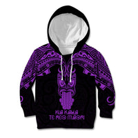 Personalised New Zealand Te Reo Maori Kid Hoodie Kia Kaha Maori Language Week Purple Style - Wonder Print Shop