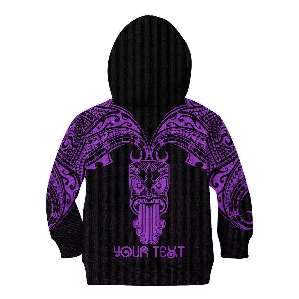Personalised New Zealand Te Reo Maori Kid Hoodie Kia Kaha Maori Language Week Purple Style - Wonder Print Shop