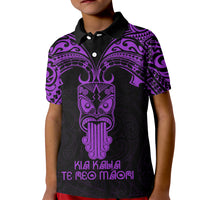Personalised New Zealand Te Reo Maori Kid Polo Shirt Kia Kaha Maori Language Week Purple Style - Wonder Print Shop