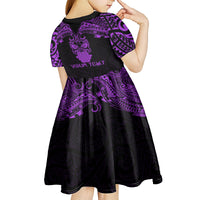 Personalised New Zealand Te Reo Maori Kid Short Sleeve Dress Kia Kaha Maori Language Week Purple Style - Wonder Print Shop