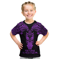 Personalised New Zealand Te Reo Maori Kid T Shirt Kia Kaha Maori Language Week Purple Style - Wonder Print Shop
