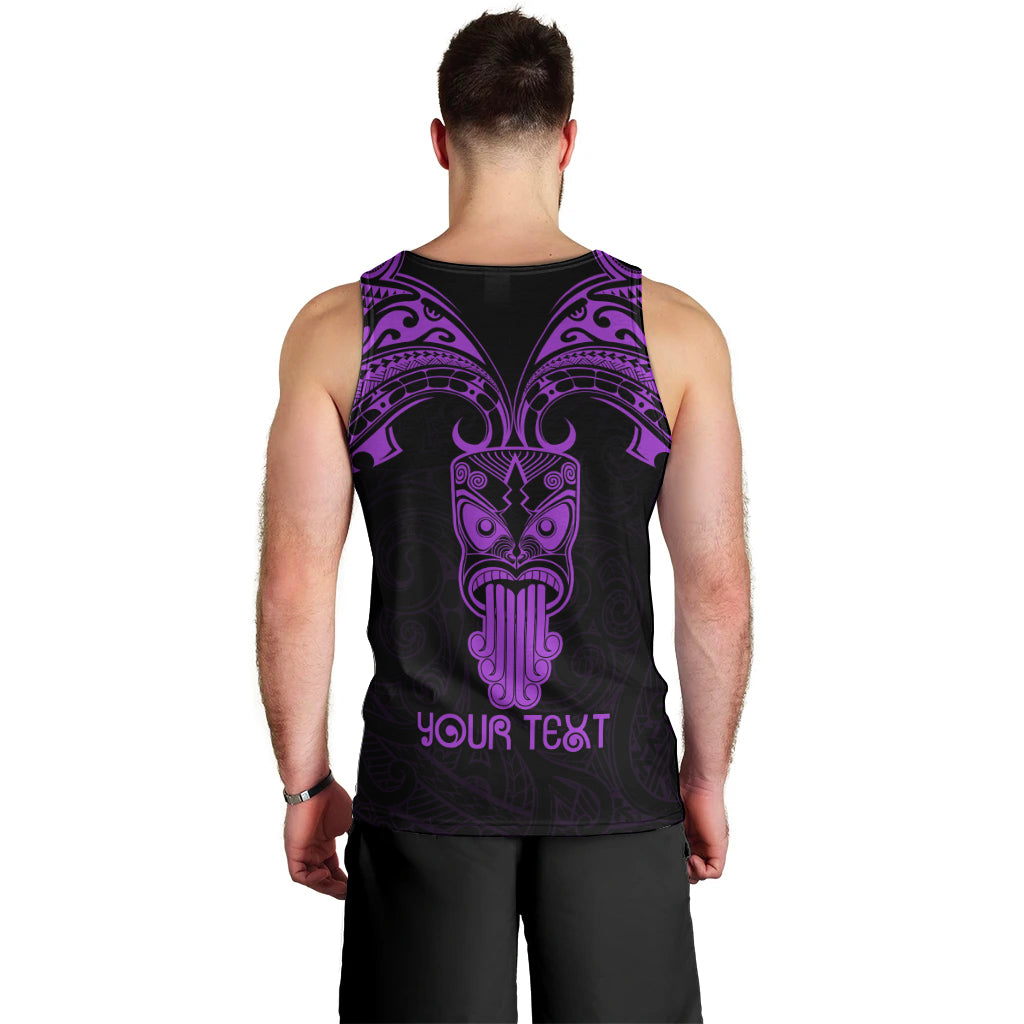 Personalised New Zealand Te Reo Maori Men Tank Top Kia Kaha Maori Language Week Purple Style LT9
