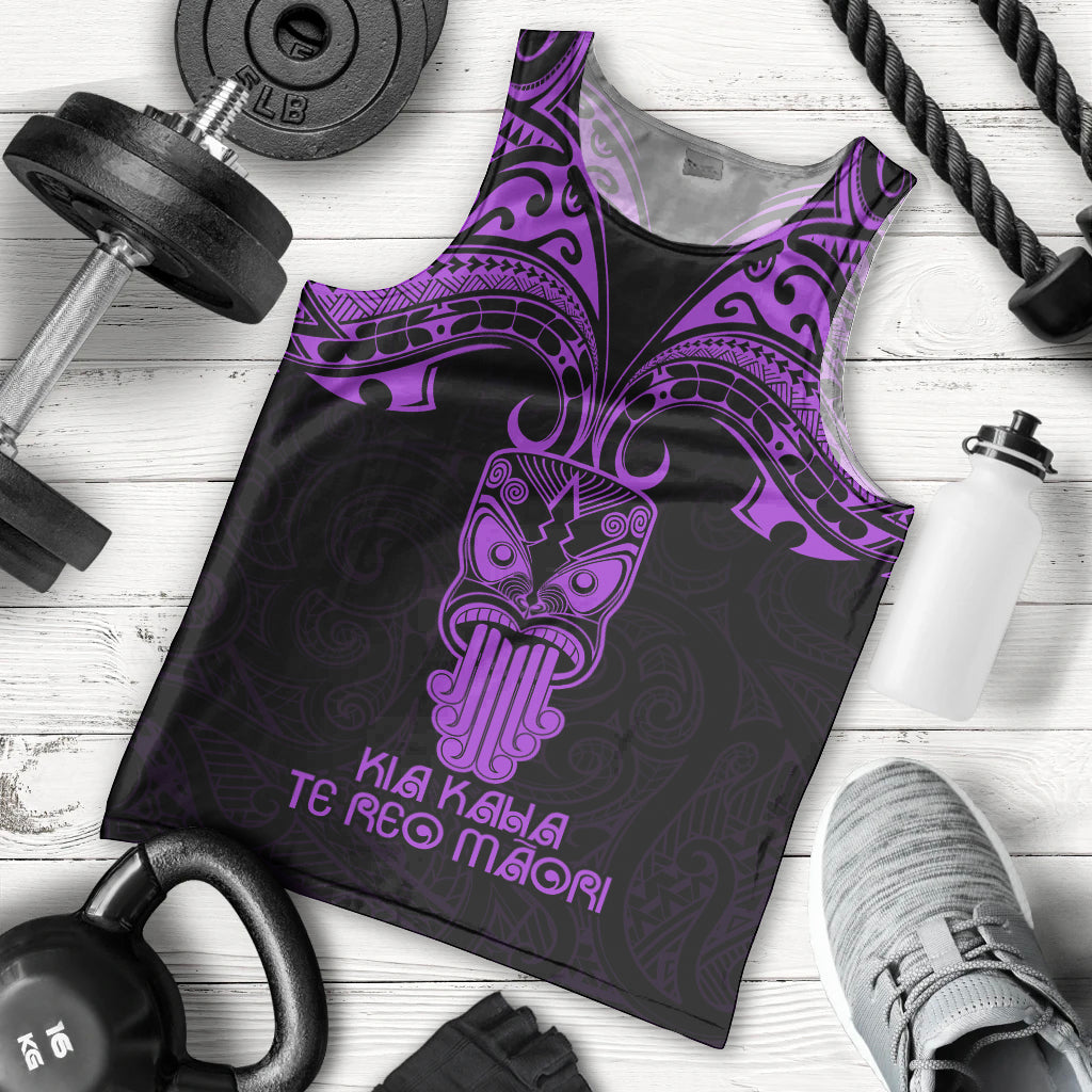 Personalised New Zealand Te Reo Maori Men Tank Top Kia Kaha Maori Language Week Purple Style LT9