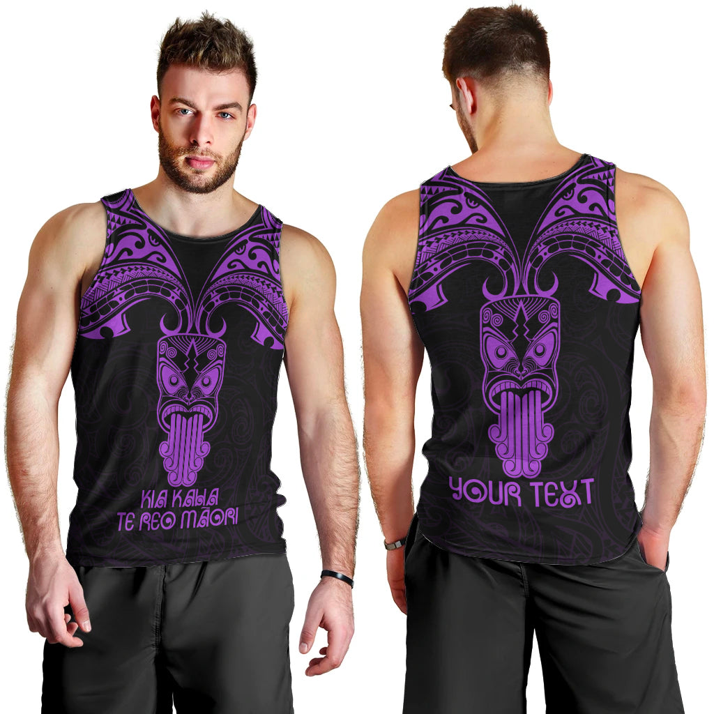 Personalised New Zealand Te Reo Maori Men Tank Top Kia Kaha Maori Language Week Purple Style LT9