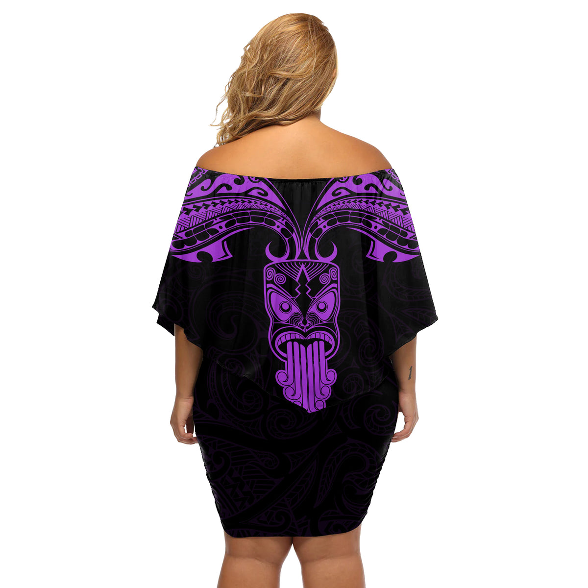 Personalised New Zealand Te Reo Maori Off Shoulder Short Dress Kia Kaha Maori Language Week Purple Style - Wonder Print Shop