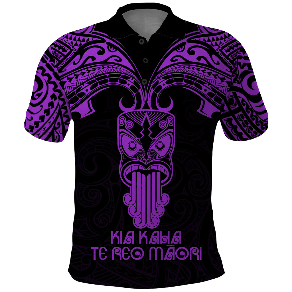 Personalised New Zealand Te Reo Maori Polo Shirt Kia Kaha Maori Language Week Purple Style - Wonder Print Shop