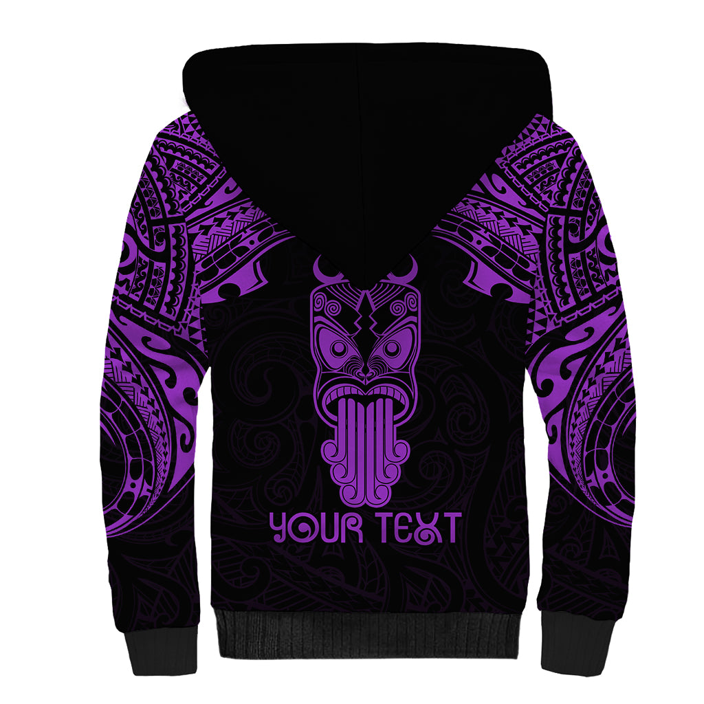 Personalised New Zealand Te Reo Maori Sherpa Hoodie Kia Kaha Maori Language Week Purple Style - Wonder Print Shop