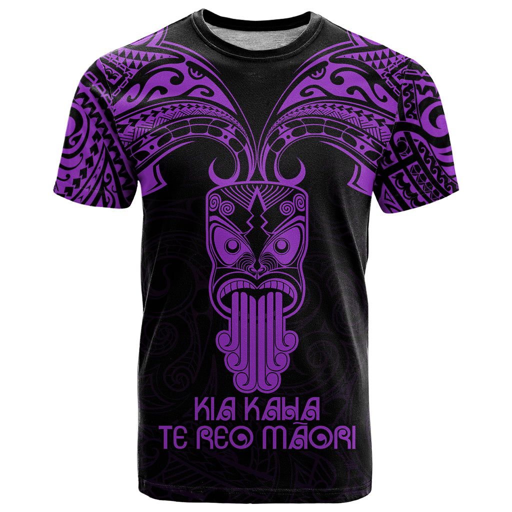 Personalised New Zealand Te Reo Maori T Shirt Kia Kaha Maori Language Week Purple Style - Wonder Print Shop