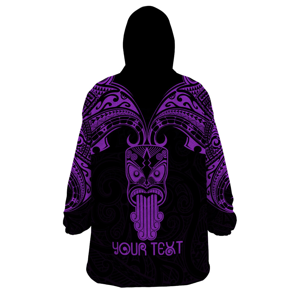 Personalised New Zealand Te Reo Maori Wearable Blanket Hoodie Kia Kaha Maori Language Week Purple Style - Wonder Print Shop