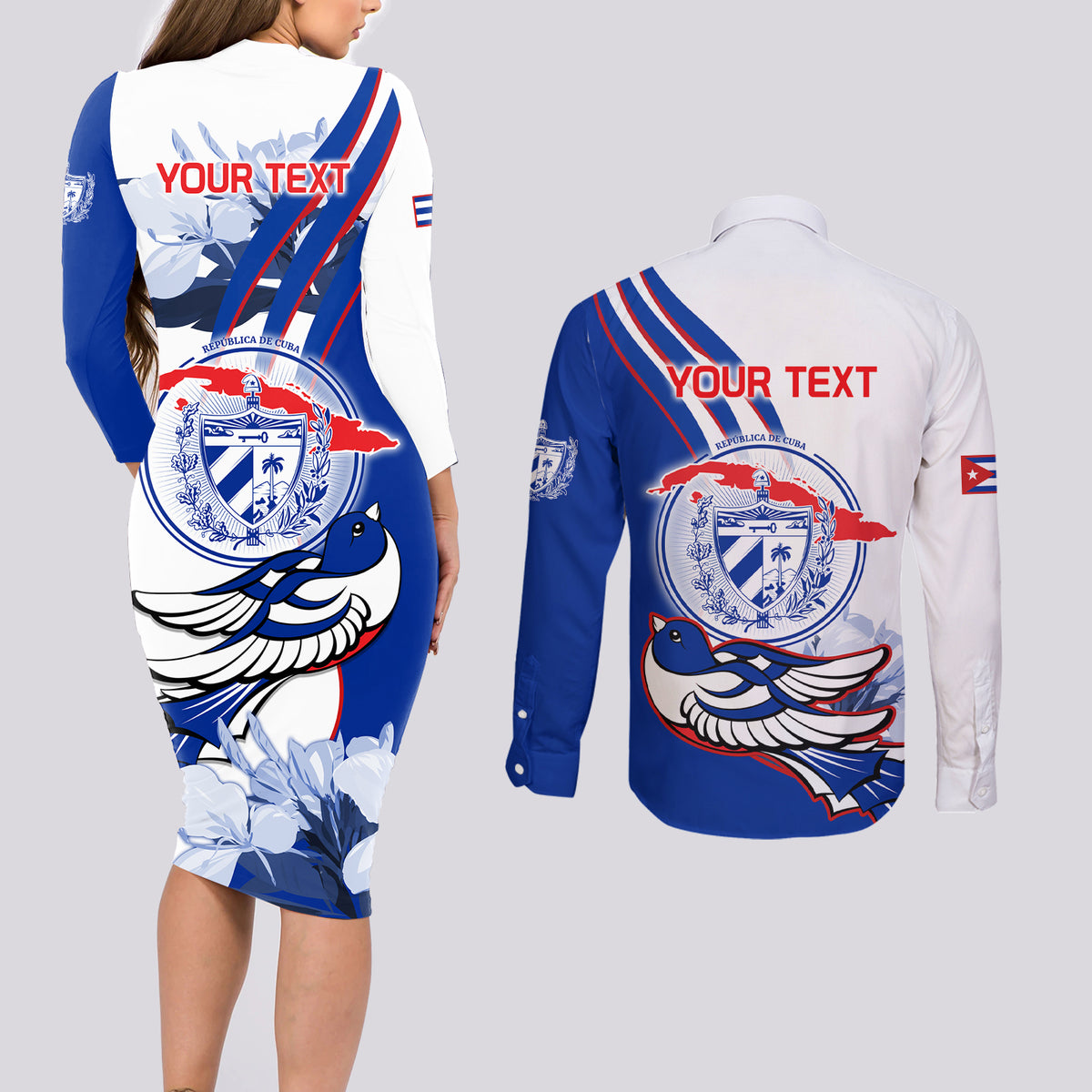 Cuba Triumph of the Revolution Personalized Couples Matching Long Sleeve Bodycon Dress and Long Sleeve Button Shirt Freedom And Liberty LT9 - Wonder Print Shop