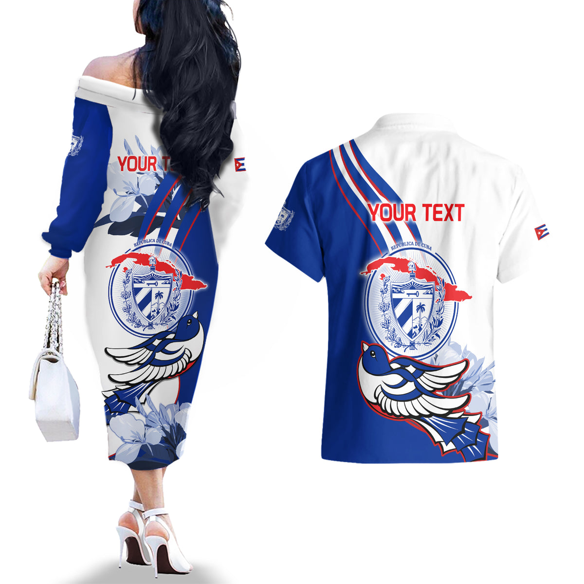 Cuba Triumph of the Revolution Personalized Couples Matching Off The Shoulder Long Sleeve Dress and Hawaiian Shirt Freedom And Liberty LT9 - Wonder Print Shop