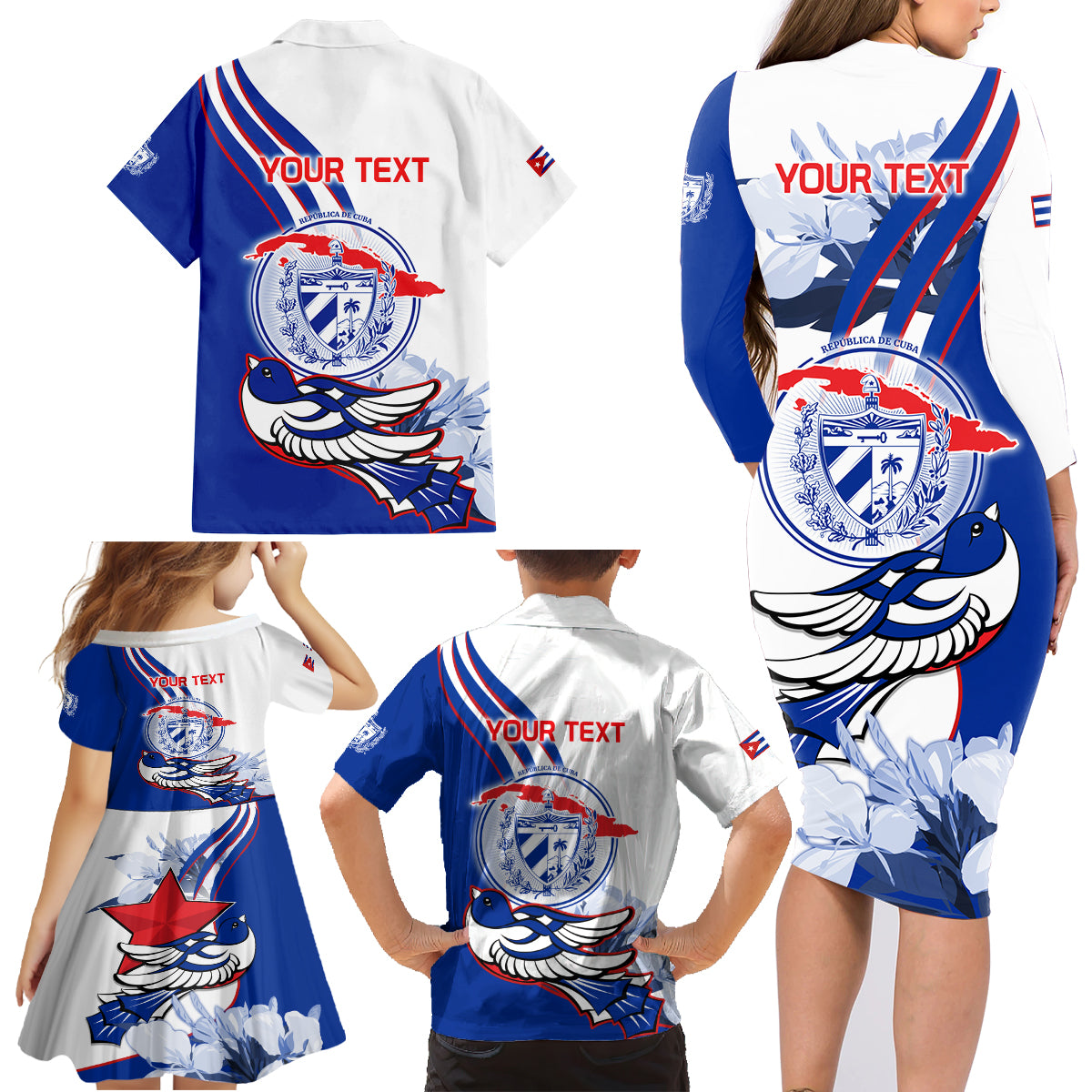 Cuba Triumph of the Revolution Personalized Family Matching Long Sleeve Bodycon Dress and Hawaiian Shirt Freedom And Liberty LT9 - Wonder Print Shop