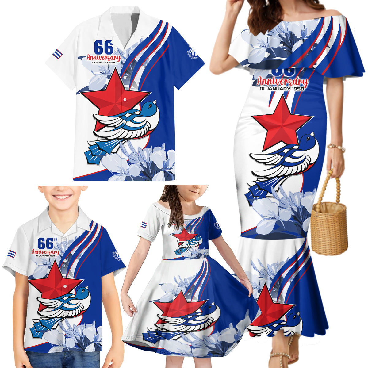 Cuba Triumph of the Revolution Personalized Family Matching Mermaid Dress and Hawaiian Shirt Freedom And Liberty LT9 - Wonder Print Shop