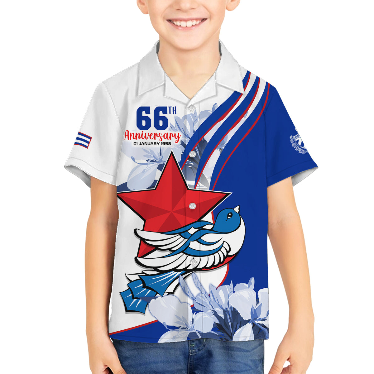 Cuba Triumph of the Revolution Personalized Family Matching Off Shoulder Long Sleeve Dress and Hawaiian Shirt Freedom And Liberty - Wonder Print Shop