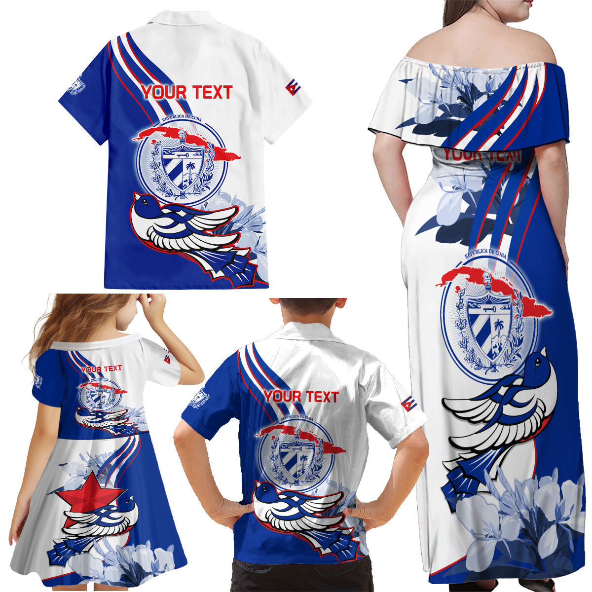 Cuba Triumph of the Revolution Personalized Family Matching Off Shoulder Maxi Dress and Hawaiian Shirt Freedom And Liberty LT9 - Wonder Print Shop