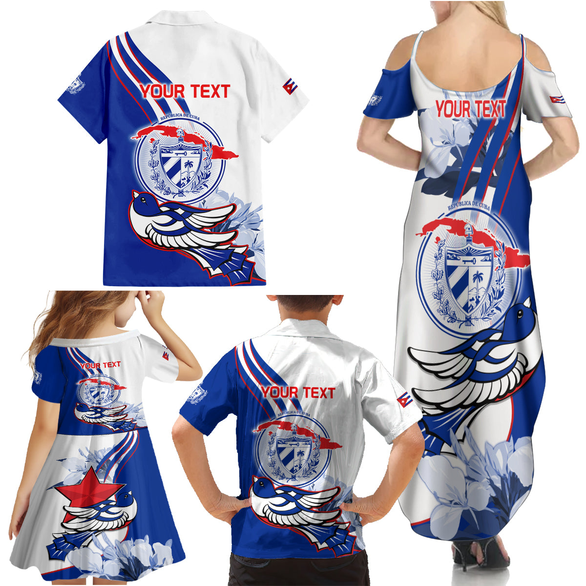 Cuba Triumph of the Revolution Personalized Family Matching Summer Maxi Dress and Hawaiian Shirt Freedom And Liberty - Wonder Print Shop