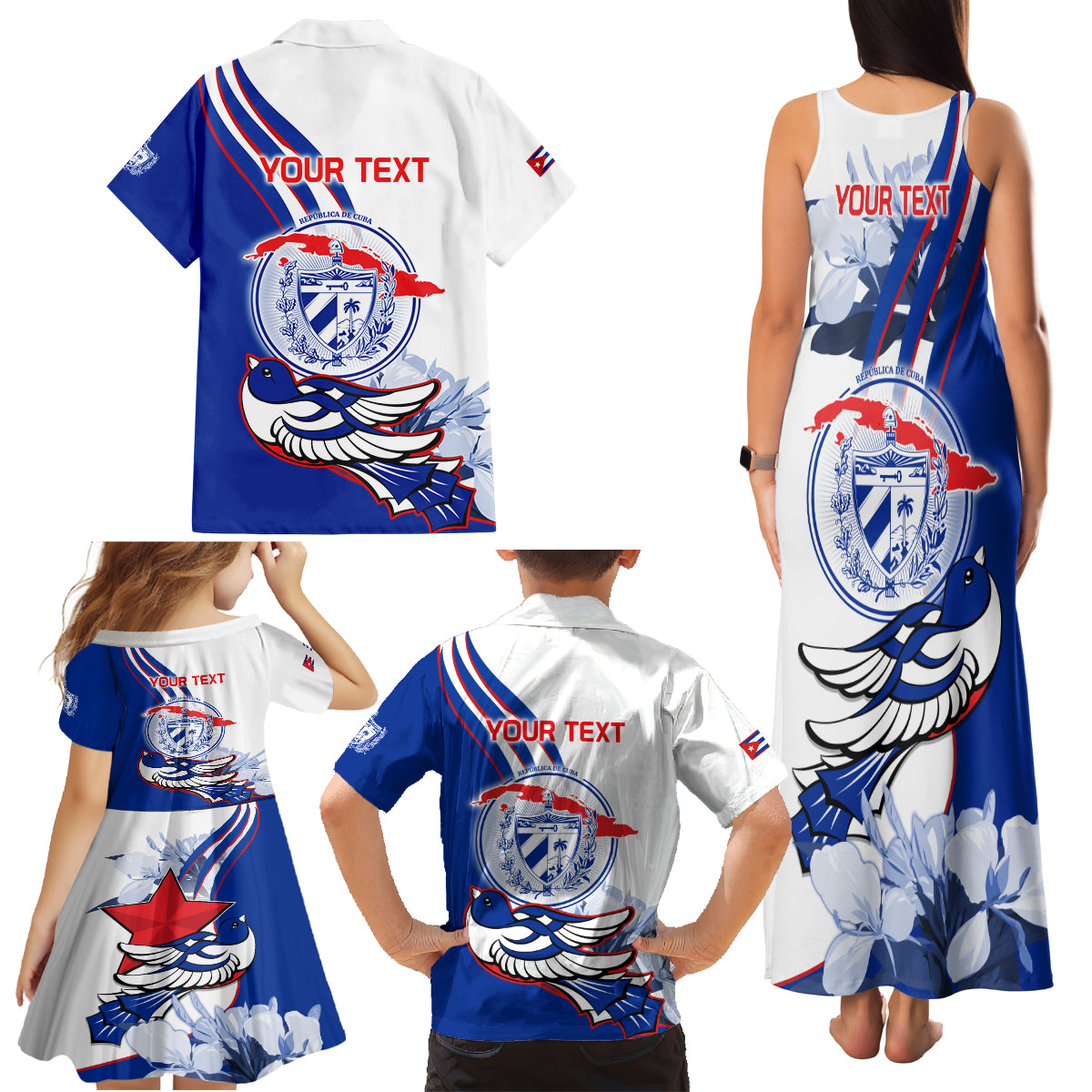 Cuba Triumph of the Revolution Personalized Family Matching Tank Maxi Dress and Hawaiian Shirt Freedom And Liberty - Wonder Print Shop