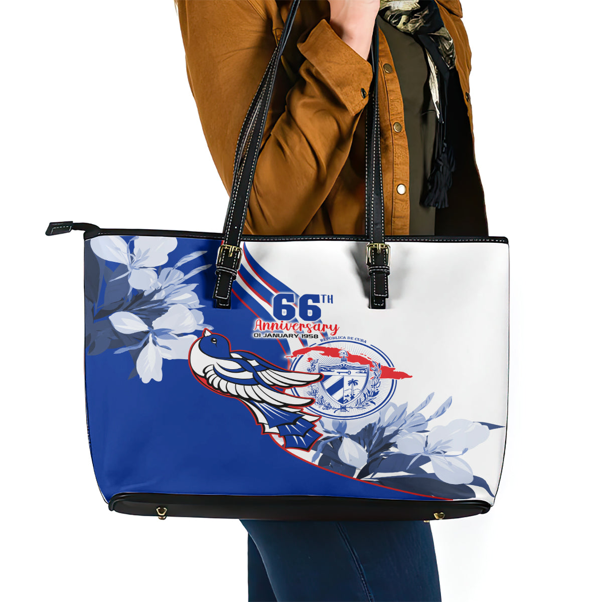 Cuba Triumph of the Revolution Personalized Leather Tote Bag Freedom And Liberty - Wonder Print Shop