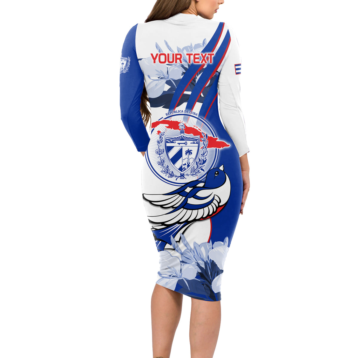 Cuba Triumph of the Revolution Personalized Long Sleeve Bodycon Dress Freedom And Liberty - Wonder Print Shop
