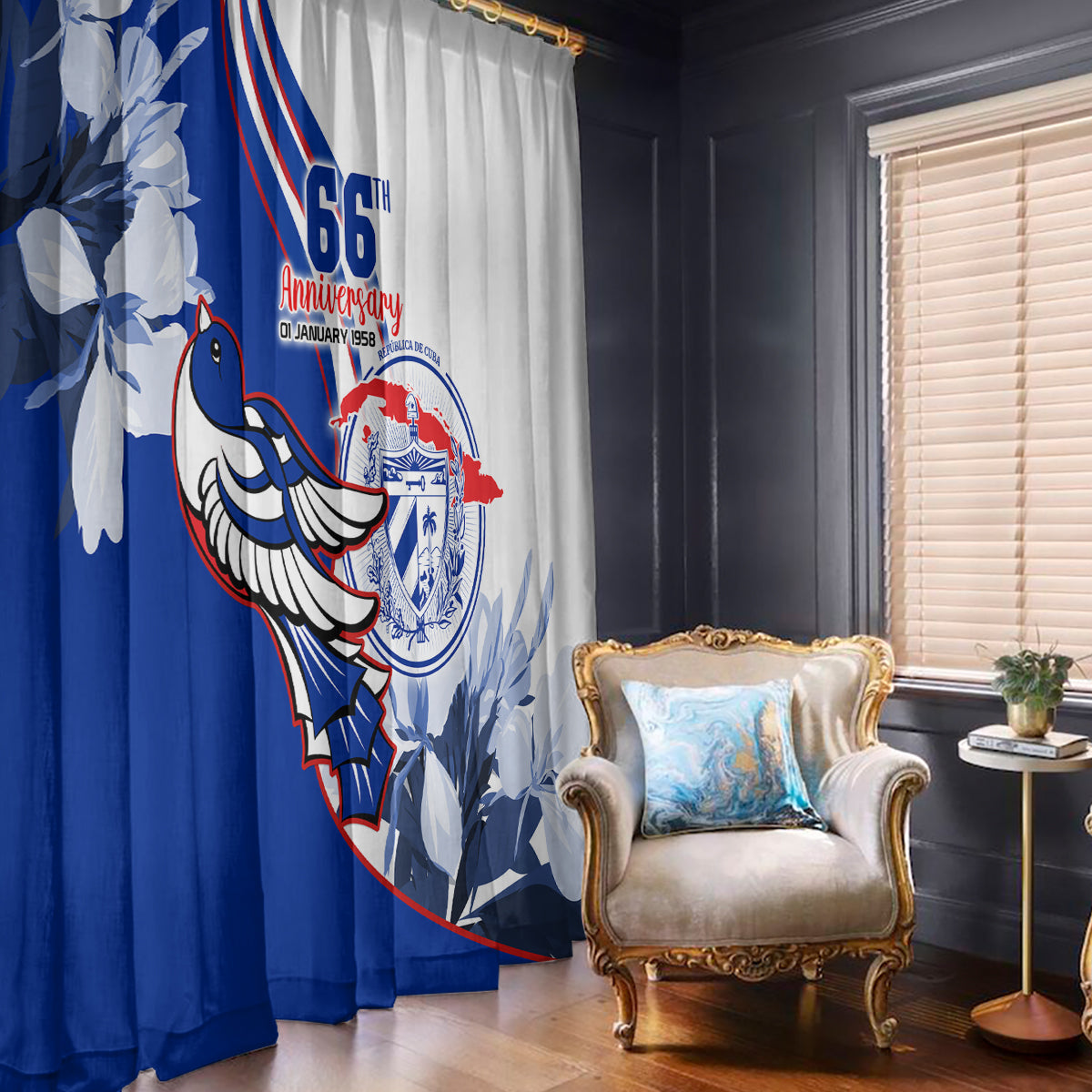 Cuba Triumph of the Revolution Personalized Window Curtain Freedom And Liberty - Wonder Print Shop