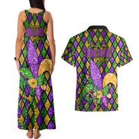 Mardi Gras Glitter Mask with Fleur-de-lis Couples Matching Tank Maxi Dress and Hawaiian Shirt LT9 - Wonder Print Shop
