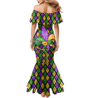 Mardi Gras Glitter Mask with Fleur-de-lis Family Matching Mermaid Dress and Hawaiian Shirt LT9 - Wonder Print Shop