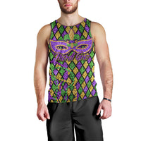 Mardi Gras Glitter Mask with Fleur-de-lis Men Tank Top - Wonder Print Shop