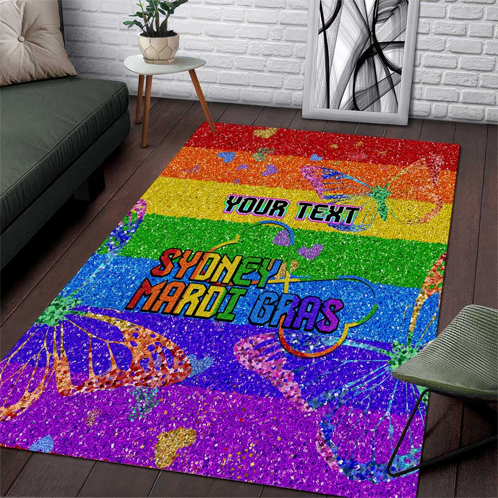 Sydney Mardi Gras Personalized Area Rug Pride Rainbow Glitter Colorful Style LT9 - Wonder Print Shop