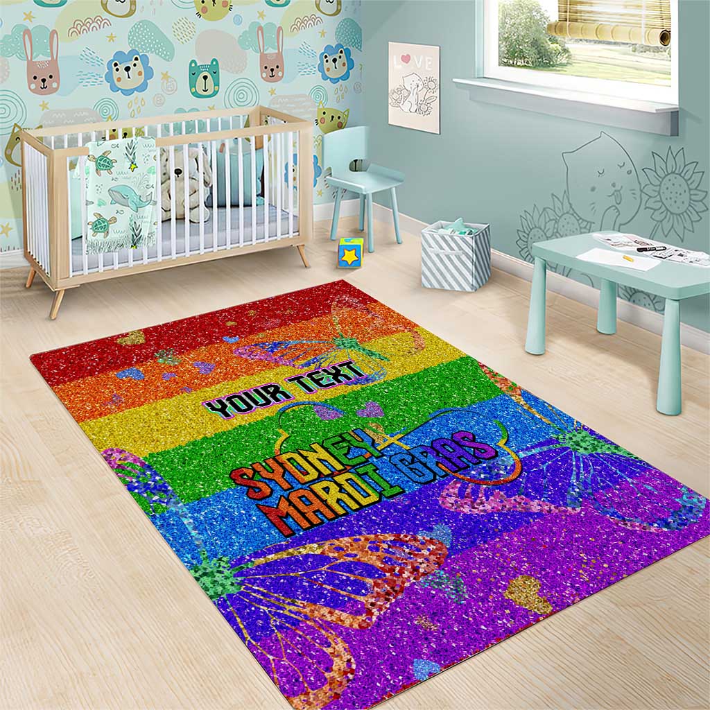 Sydney Mardi Gras Personalized Area Rug Pride Rainbow Glitter Colorful Style LT9 - Wonder Print Shop