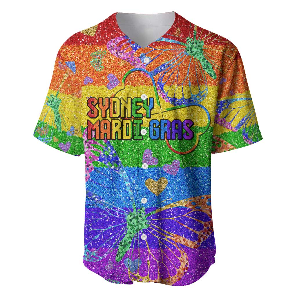 Sydney Mardi Gras Personalized Baseball Jersey Pride Rainbow Glitter Colorful Style LT9 - Wonder Print Shop