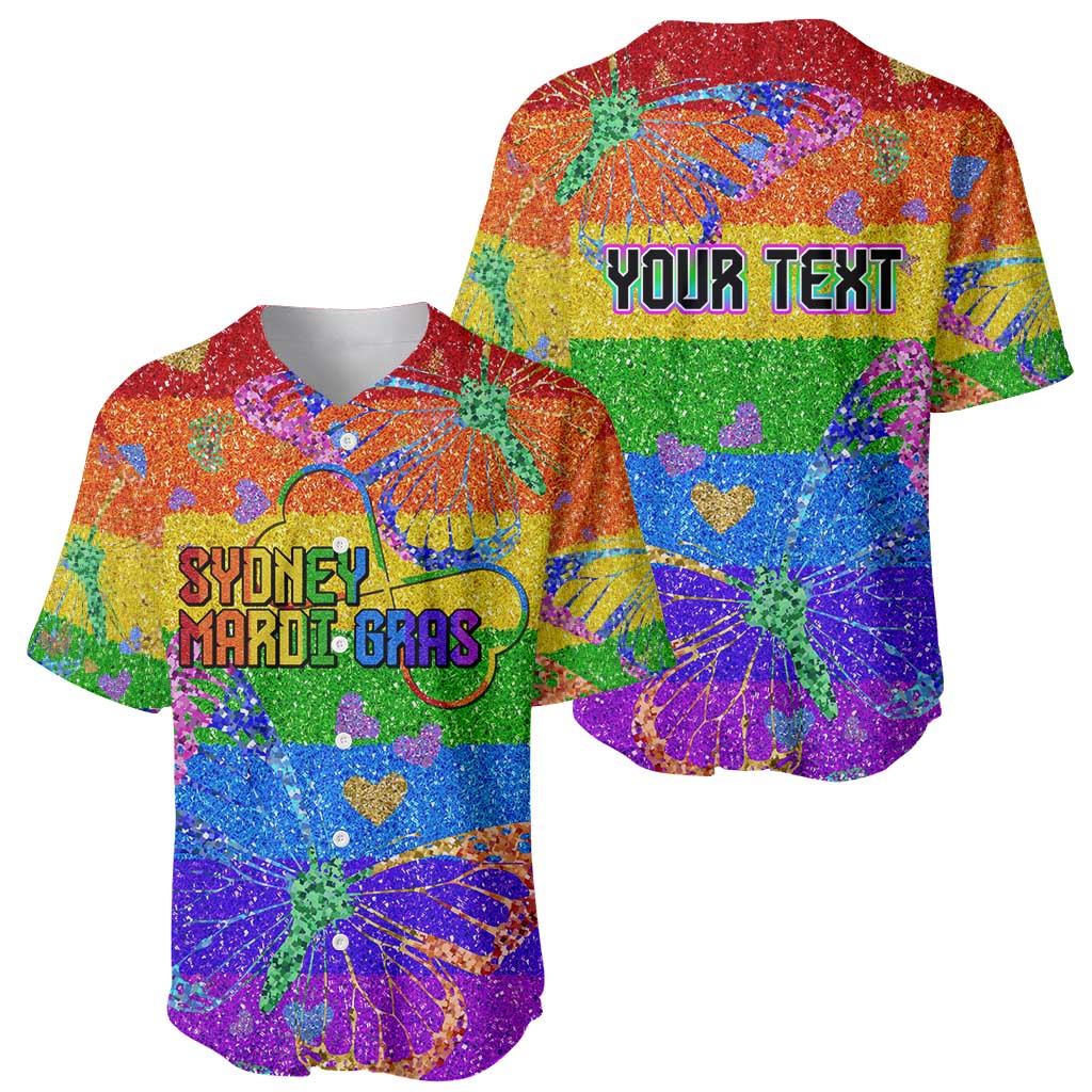 Sydney Mardi Gras Personalized Baseball Jersey Pride Rainbow Glitter Colorful Style LT9 - Wonder Print Shop