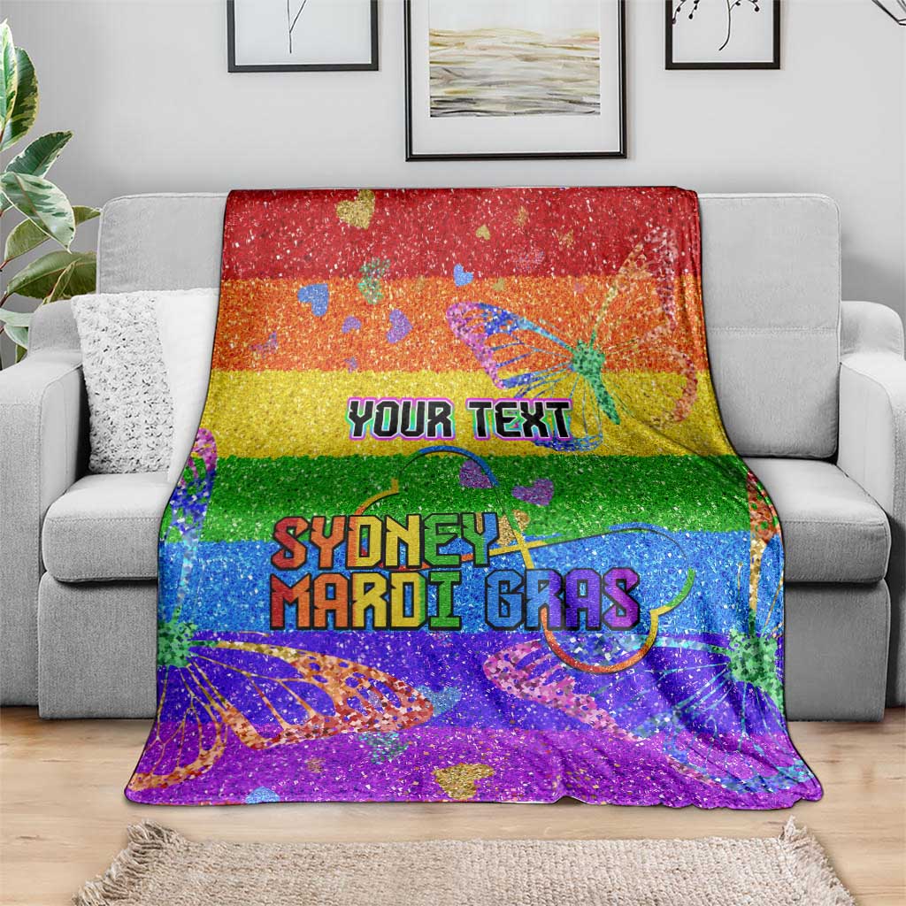 Sydney Mardi Gras Personalized Blanket Pride Rainbow Glitter Colorful Style