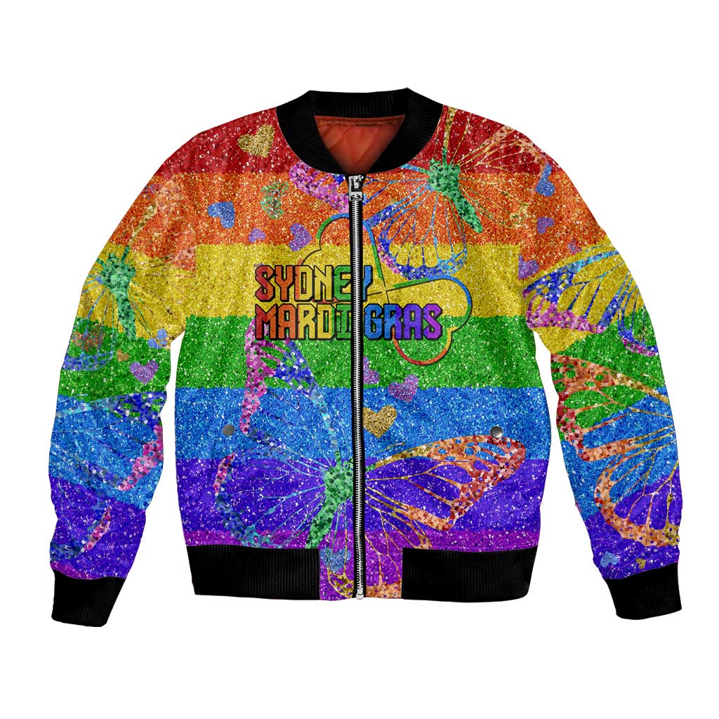 Sydney Mardi Gras Personalized Bomber Jacket Pride Rainbow Glitter Colorful Style LT9 - Wonder Print Shop