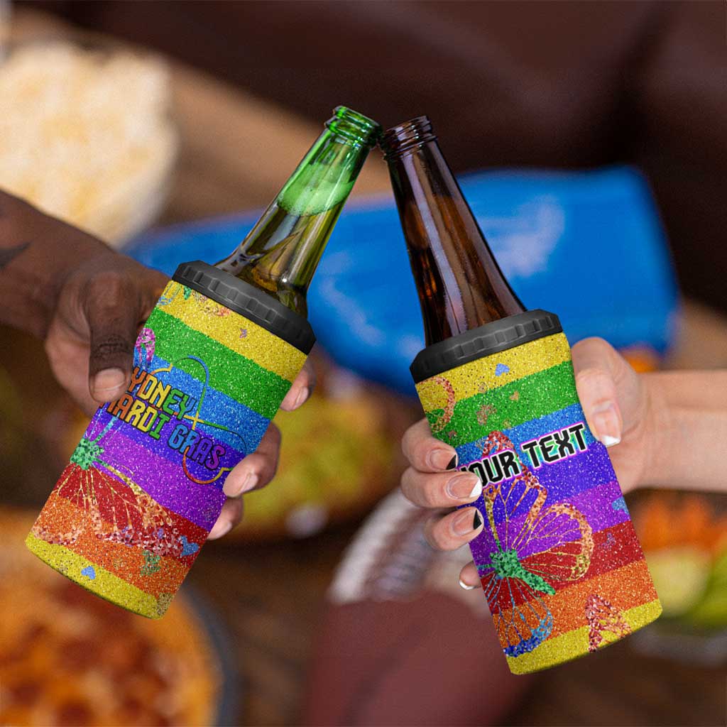 Sydney Mardi Gras Personalized 4 in 1 Can Cooler Tumbler Pride Rainbow Glitter Colorful Style LT9 - Wonder Print Shop