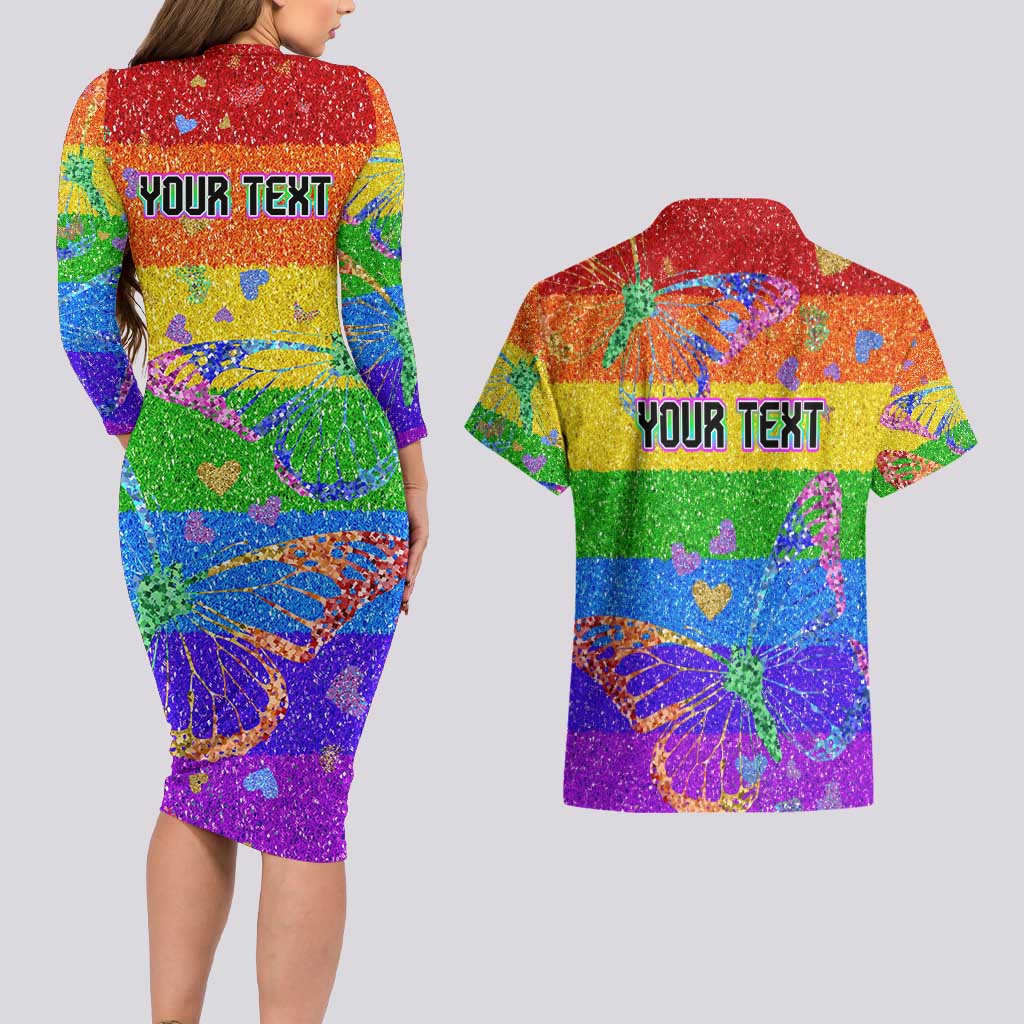 Sydney Mardi Gras Personalized Couples Matching Long Sleeve Bodycon Dress and Hawaiian Shirt Pride Rainbow Glitter Colorful Style LT9 - Wonder Print Shop