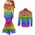 Sydney Mardi Gras Personalized Couples Matching Mermaid Dress and Long Sleeve Button Shirt Pride Rainbow Glitter Colorful Style