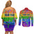 Sydney Mardi Gras Personalized Couples Matching Off Shoulder Short Dress and Long Sleeve Button Shirt Pride Rainbow Glitter Colorful Style LT9 - Wonder Print Shop