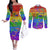 Sydney Mardi Gras Personalized Couples Matching Off The Shoulder Long Sleeve Dress and Long Sleeve Button Shirt Pride Rainbow Glitter Colorful Style