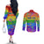 Sydney Mardi Gras Personalized Couples Matching Off The Shoulder Long Sleeve Dress and Long Sleeve Button Shirt Pride Rainbow Glitter Colorful Style