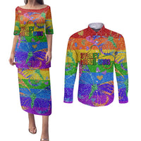 Sydney Mardi Gras Personalized Couples Matching Puletasi and Long Sleeve Button Shirt Pride Rainbow Glitter Colorful Style LT9 - Wonder Print Shop